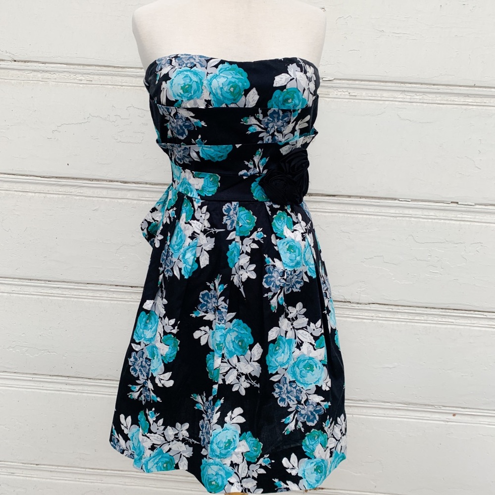 Strapless Black & Teal Dress Size 11